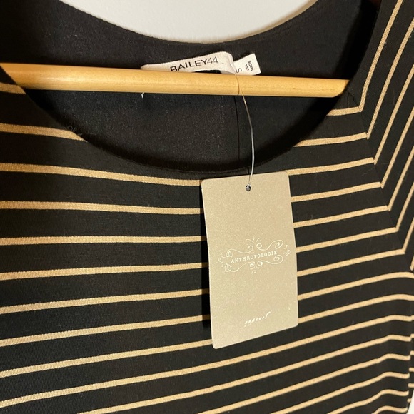 Anthropologie Bailey 44 NWT T-Shirt Striped Dress Faux Leather NEW Small - Picture 2 of 5